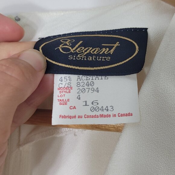 Elegant Vintage Off White & Blue Floral Embroidered Faux Vest Dress Plus Size 16 - Picture 9 of 13